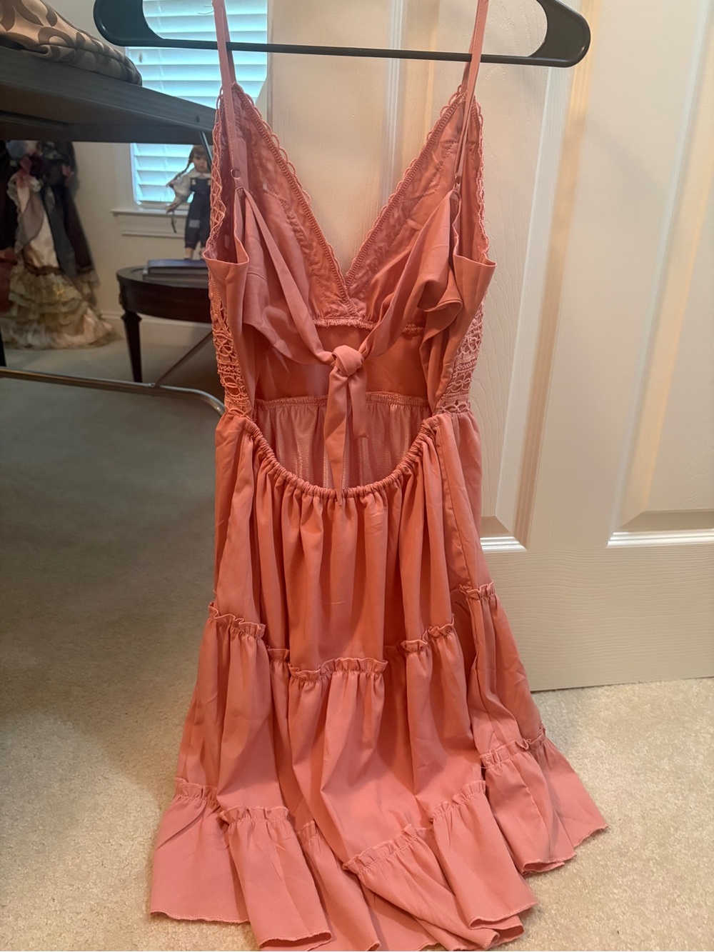 Backless Tie-Front Sundress in Dusty Rose